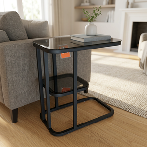 Modern Convertible Tempered Glass Coffee Table with Metal Frame and Storage Shelf for Living <b>Room</b> Furniture - Product Image 4