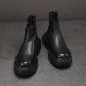 Botas de Motociclista de Cuero Vintage para Hombre, Estilo Biker con Hebillas y Tiras, Tacón Grueso, Zapatos Casuales y Atrevidos - Product Image 4