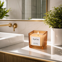 Bougie parfumée en cire de soja Premium TopOne, pot en verre carré, bougie parfumée pour la Saint-Valentin, la fête des mères, les cadeaux de Noël