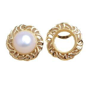 WENCHI S925 Plata Componente de Joyería para Pendientes de Perla, Marco Hueco de Flor de 12mm, Base Vacía para Pendientes DIY, China - Product Image 3