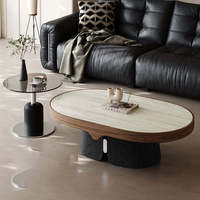 Ensemble de tables basses rondes contemporaines en pierre frittée pour la maison et le salon