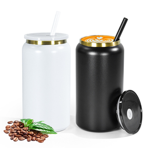 Powder Coated 16oz Gold-Plated Double Wall Insulated Stainless Steel <strong>Tumbler</strong> <strong>Mason</strong> <strong>Jar</strong> Drink Soda Cups Black Lid Tote for Lovers - Product Image 6