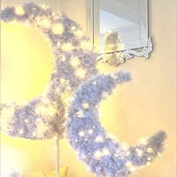 Accessoires artificiels faits à la main Mubarak croissant de lune géant Ramadan Eid arbre de lune avec lumière
