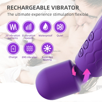 Vibrateur à baguette chauffant et à électrostimulation, 20 fréquences, 8 vitesses, rechargeable, vente en gros, fabricant OEM, marque privée