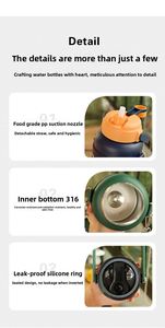 Gourde isotherme sous vide en acier inoxydable 316, grande capacité, portable pour l'extérieur, pour étudiants (hommes et femmes), avec paille - Product Image 6