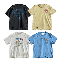 Kaos Pria Ukuran Besar Distressed Custom Grosir, Kaos Berat Oversize Distress, Kaos Streetwear Unisex Model Box