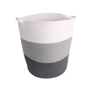 Large Cotton Rope Basket with durable Handles Foldable Laundry Hamper Woven Storage Basket
