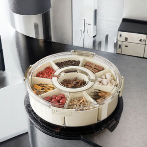 מיכל תיבת חטיף מחולקת מודרני עם מכסה נייד ידית מכסה טרי שמירה על מגש אחסון מזון פלסטיק עבור חטיפים משקאות - Product Image 2