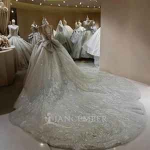 Jancember DW0157 Vestidos de Novia con Lentejuelas Brillantes Color Marfil con Cola Larga - Product Image 5