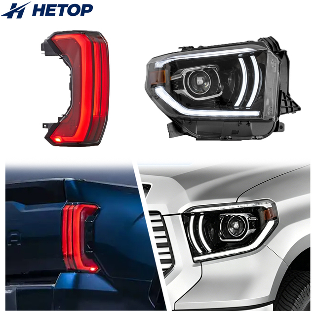 HETOP TUNDRA Headlight Taillight 2014-2021 Set Custom Reflection Bowl Upgrade LED Dynamic Welcome Lighting Tail Lamp for Toyota