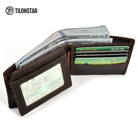 TILONSTAR TWW273 Produk Baru Dompet Lipat Pendek Dompet Uang Mewah Lapisan Atas Kulit Sapi Tempat Kartu Kredit RFID Dompet Kustom