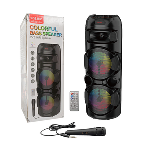 SING-E ZQS2801 8 Inch*2 <strong>Speaker</strong> Outdoor Portable Trolley Audio <strong>Speaker</strong> <strong>DJ</strong> <strong>Speaker</strong> <strong>System</strong> Subwoofer Sound Box With LED Light - Product Image 1