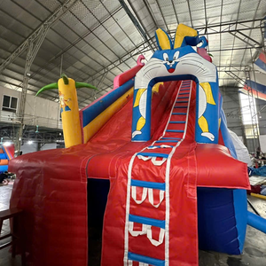 วัสดุพีวีซี ติดตั้งง่าย คุณสมบัติเด่น สวนสนุก สไลเดอร์น้ำเป่าลมรูปแมว บ้านลมเด้งดึ๋ง ขนาด 4ม. x 8ม. แอปพลิเคชันเกมส์เวียดนาม - Product Image 1