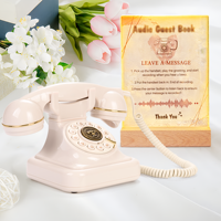 Téléphone antique pour enregistrement de messages de mariage, messagerie vocale vintage pour confessions audio, usage hôtelier AN-F01 32 Go Noir