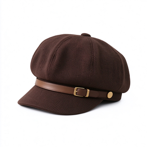 Casquette octogonale vintage style Baker Boy avec sangle en similicuir et boucle métallique, chapeau de newsboy en toile de lin pour adulte, décontracté et idéal pour les voyages - Product Image 5