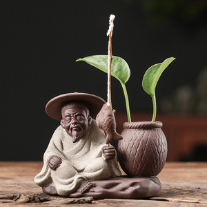 Wuyang anciano pesca arena púrpura té mascota decoración paja verde planta hidropónica cultivo florero maceta pequeña mesa surfa - Product Image 2