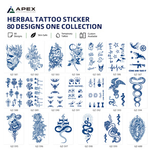Autocollants de <span class=keywords><strong>tatouage</strong></span> temporaire semi-permanent aux herbes, finition mate, phosphorescents, 80 motifs, 110x180mm, vente en gros - Product Image 4