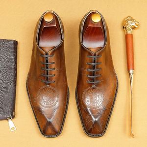 Comfortable Lightweight Genuine Leather <b>Oxfords</b> Dress Shoes for Men Business Office Wedding Slip-on Design Breathable Derby Sole - Product Image 1