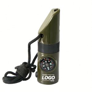 Sifflet de survie extérieur personnalisé à haut niveau sonore avec boussole, lampe torche LED, réflecteur et cordon pour le camping - Product Image 1