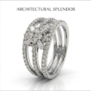 Bague tendance en or blanc 18 carats avec diamants multi-rangs et anneau fendu pour les vendeurs en ligne, personnalisation OEM - Product Image 1