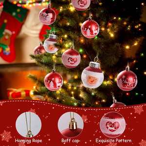 Colorful Clear Design High Quality Flocking <b>Christmas</b> Plastic Ball Ornaments <b>Boxed</b> Hanging Tree Ornaments - Product Image 2