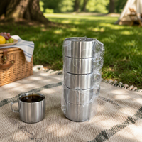 Offre Spéciale – Lot de 4 Tasses à Café Empilables en Acier Inoxydable de 10 oz – Gobelets Isothermes Sous Vide pour Camping et Fêtes en Extérieur