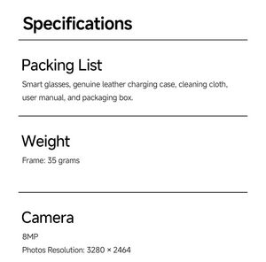 Gafas Inteligentes con IA para Hombre y Mujer, Grabación de <span class=keywords><strong>Video</strong></span> de 8MP, Traducción, Micrófonos con Reducción de Ruido, Resistentes al Agua IPX-6, Control por Aplicación - Product Image 5