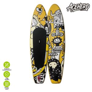 Planche de <span class=keywords><strong>paddle</strong></span> gonflable pliable résistante à la corrosion, style dessin animé jaune, pour adultes, loisirs, écologique, portable, <span class=keywords><strong>3</strong></span> <span class=keywords><strong>ailerons</strong></span> - Product Image 2