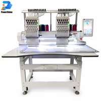 Machine à broder informatisée Powershine 15 à 12 aiguilles et 2 têtes pour casquettes, t-shirts, vêtements finis, chaussettes plates, puissance 4KW, garantie 1 an