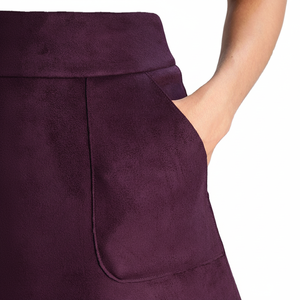 Falda lápiz de cuero sintético con botones, cintura baja, abertura lateral, encaje, gamuza, corta, para oficina, tallas grandes, invierno, bordada - Product Image 1