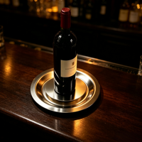 Sous-verre rond en acier inoxydable pour bouteille de vin rouge et tasse à café, support de verre pour hôtel