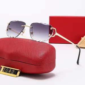 Lunettes de soleil de créateur, sport, homme, femme, monture dorée et argentée, sans monture, métal, rondes, ovales, verres transparents, lunettes de soleil tendance - Product Image 3