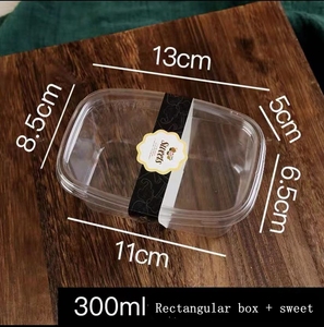 Vente en gros de gobelets en plastique transparent PET carrés de 300 ml/400 ml, boîte à gâteaux, boîte à dessert, gobelets à fruits, contenants pour glaces avec couvercle - Product Image 6