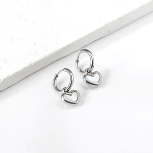 Pendientes de Aro en Forma de Corazón de Acero Inoxidable en Oro y Plata, Joyería de Moda para Mujer, Pendientes Colgantes de Regalo - Product Image 4