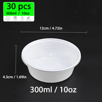 Lot de 30 bols en plastique PP de 300ml et 10oz, allant au micro-ondes, boîtes d'emballage alimentaires jetables pour salade, déjeuner et go conteneurs