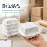 Boîte d'emballage alimentaire en plastique PET recyclable en gros, boîte à clapet pour hamburger, hot-dog, boîte à emporter