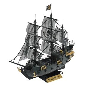 Black Pirate Ship Deluxe Edition DIY Jigsaw Puzzle Educational Unisex Model Toy Fun Building Set-Perfect Gift For Girls