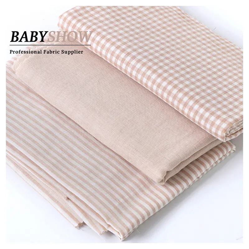 Высококачественная хлопковая бамбуковая двойная марля, муслиновая ткань, клетчатая полоса, обычная бамбуковая хлопковая ткань