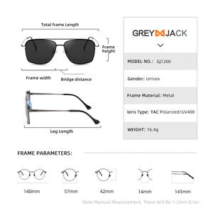 แว่นกันแดดนักบินเกรย์แจ็ค กรอบโลหะสำหรับทุกเพศ เลนส์ TAC ป้องกันรังสียูวี 400 กรอบเต็ม สีดำ สีเงิน สีทอง - Product Image 5