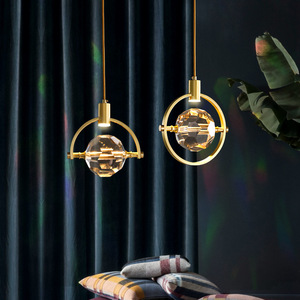Modern Luxury Restaurant Bedroom Single Head Pendant <strong>Lamp</strong> <strong>Copper</strong> Crystal Simple Ceiling Hanging Lights - Product Image 1