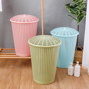 Plastic <b>Storage</b> Basket with Lid Large Capacity Laundry <b>Hamper</b> for Bathroom Organization - Product Image 1