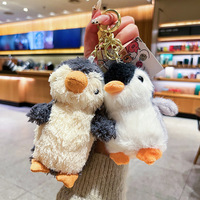 CHIQUE Mignon Peluche Mini Pingouin 3D en Fourrure Écologique Porte-clés Figurine pour Sac d'Enfant