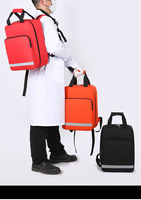 Trousse de premiers secours portable grande capacité en tissu Oxford orange/noir avec poignée droite, personnalisable, pour extérieur, maison, urgence automobile