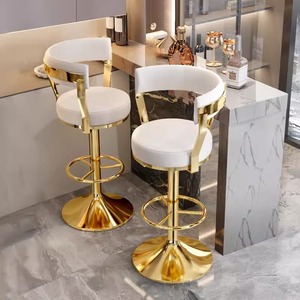 Tabourets de bar pivotants modernes de luxe en velours <span class=keywords><strong>blanc</strong></span>, réglables, avec base dorée en acier inoxydable, pour comptoir et îlot de cuisine, vente en gros - Product Image 2