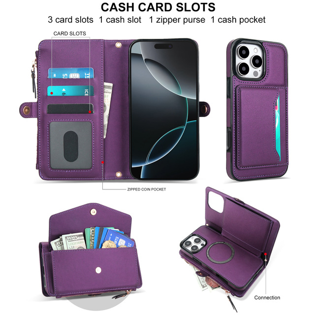 Compatible with for 18 Pro & for S26 Ultra Handmade Faux Leather RFID Anti-Sweep Shockproof Wallet Phone Case