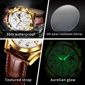 Reloj de Pulsera de Cuarzo para Hombre 2890 con Logotipo OEM, Cuero Genuino, Acero Inoxidable, Fase Lunar, Cronógrafo, Clásico, Multifunción - Product Image 6