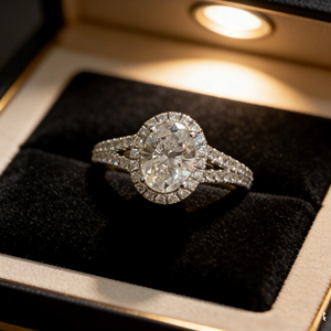Anillo de Compromiso con Diamante Cultivado en Laboratorio, Corte Brillante, Oro Blanco de 14K, Halo Clásico de Lujo para Mujer, Certificado IGI, Color Blanco E - Product Image 3