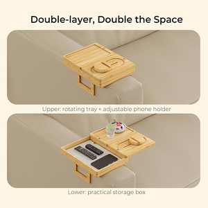 Nuevo Producto LG de Buena Calidad, Bandeja para Brazo de Sofá, Soporte para Snacks, Organizador y Mesa para Reposabrazos, Consola y Portavasos de Bambú para Sofá - Product Image 5