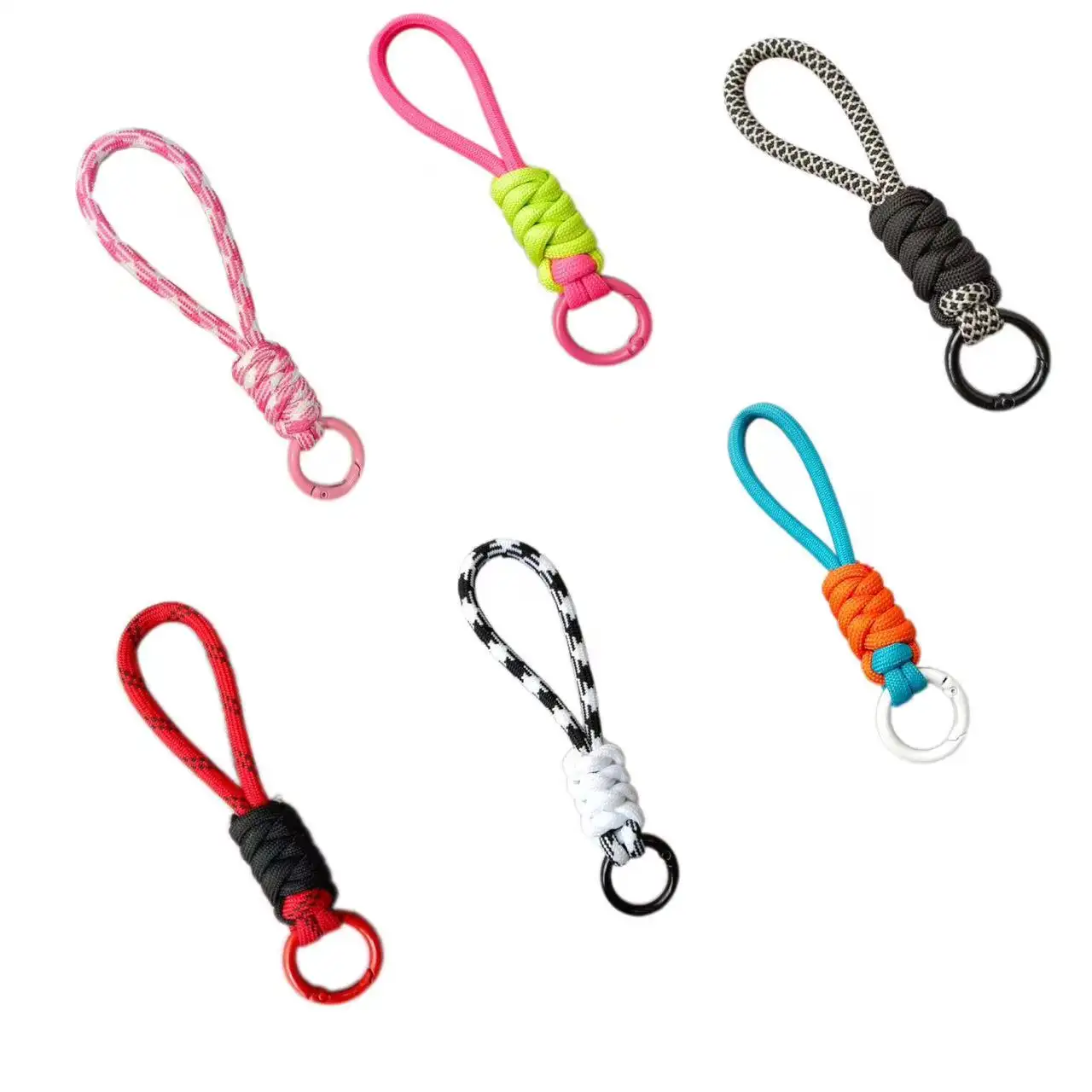 Wholesale Hot Key Chains Bohemian Phone Case Lanyard Amazon Anti Lost Knot Rope Strap Color and knot Metal keychain