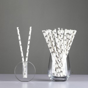 Pajitas de Papel con Diseño Personalizado, Biodegradables, con Patrón de Calavera y Ancla, Pajitas Desechables para Bebidas, para Eventos de Cumpleaños, Venta al por Mayor - Product Image 1